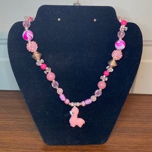 NWOT Pink Llama Chunky Beads Handmade Necklace